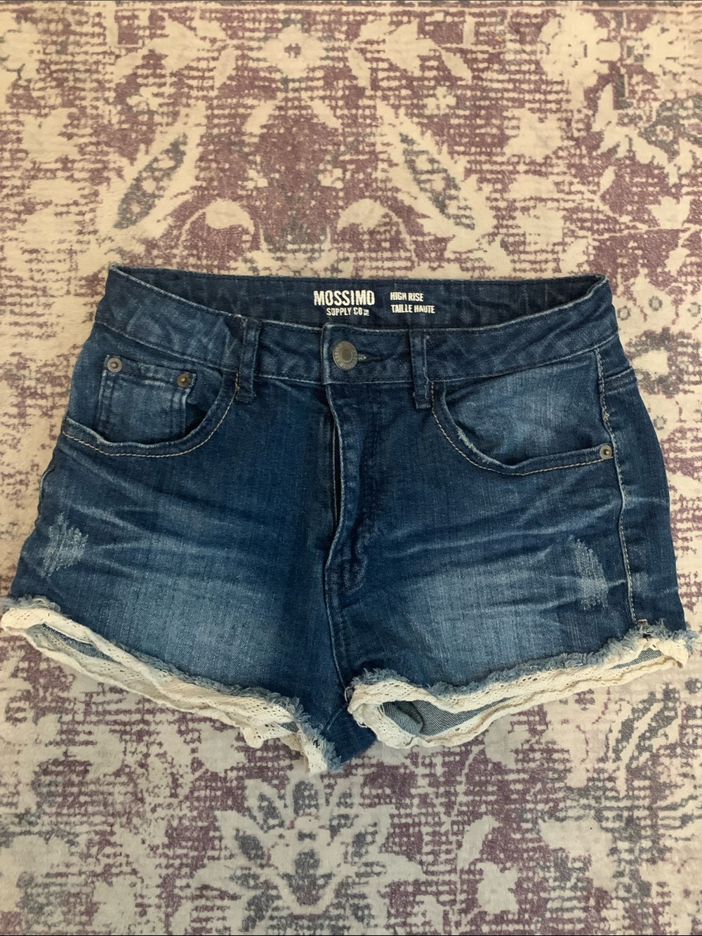 Mossimo Supply Co. Dark Blue Denim Cutoff Shorts with Frayed Hem
